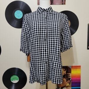 Rafaella | Black & White Gingham Button-Up